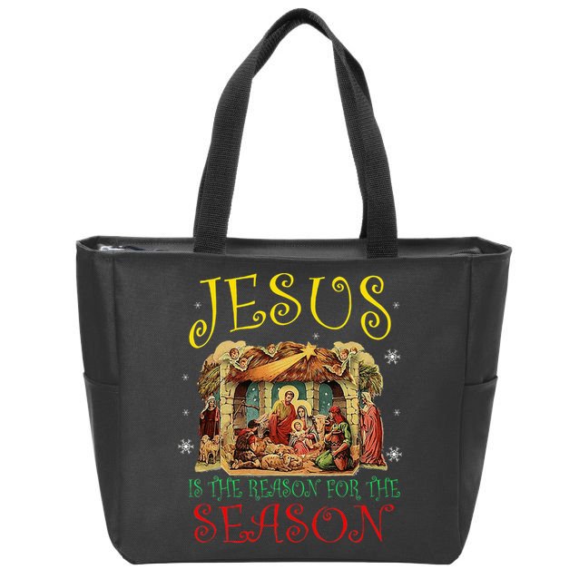 Christmas Nativity Jesus Is The Reason For The Season Manger Zip Tote Bag