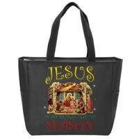 Christmas Nativity Jesus Is The Reason For The Season Manger Zip Tote Bag