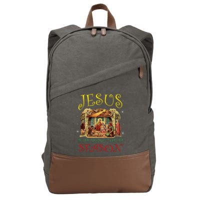 Christmas Nativity Jesus Is The Reason For The Season Manger Cotton Canvas Backpack