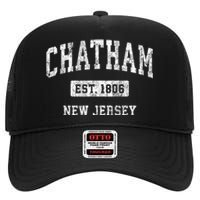 Chatham New Jersey Nj Vintage Sports Established High Crown Mesh Back Trucker Hat