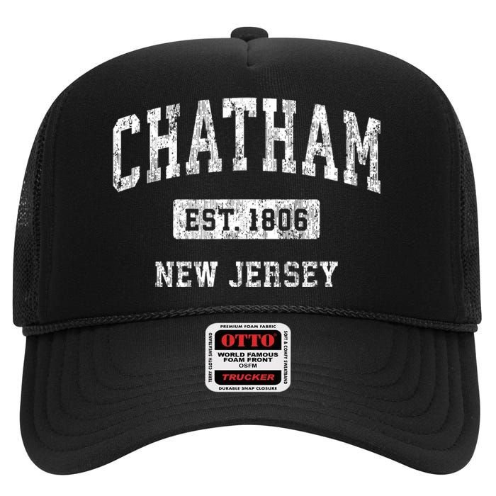 Chatham New Jersey Nj Vintage Sports Established High Crown Mesh Back Trucker Hat