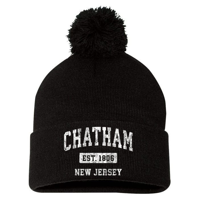 Chatham New Jersey Nj Vintage Sports Established Pom Pom 12in Knit Beanie