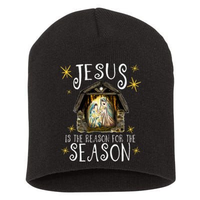 Christmas Nativity Jesus Is The Reason For The Season Manger Short Acrylic Beanie