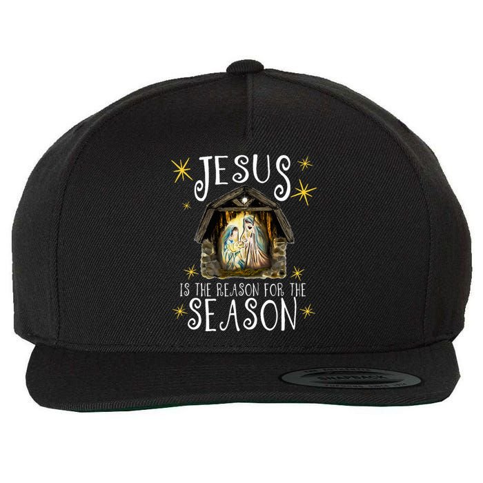 Christmas Nativity Jesus Is The Reason For The Season Manger Wool Snapback Cap