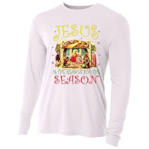 Christmas Nativity Jesus Is The Reason For The Season Manger Cooling Performance Long Sleeve Crew