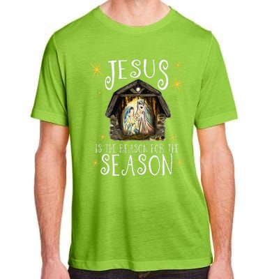 Christmas Nativity Jesus Is The Reason For The Season Manger Adult ChromaSoft Performance T-Shirt