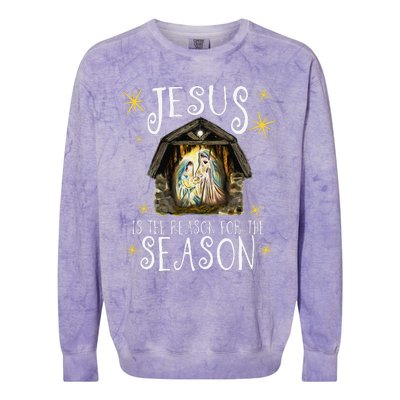 Christmas Nativity Jesus Is The Reason For The Season Manger Colorblast Crewneck Sweatshirt