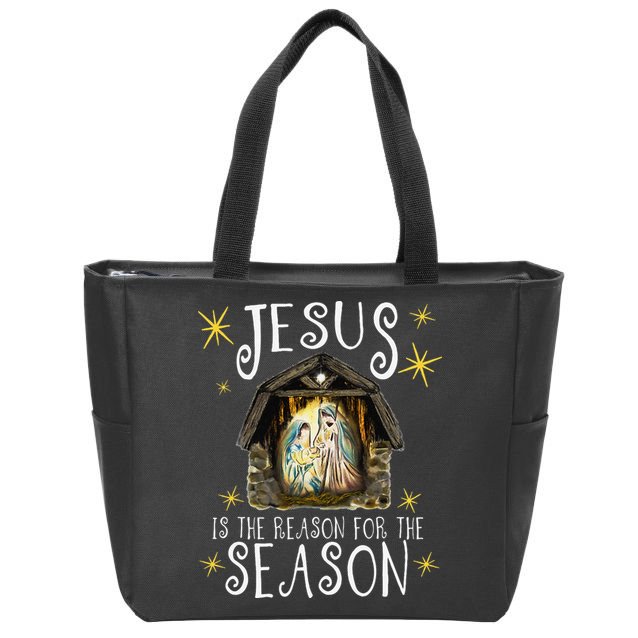 Christmas Nativity Jesus Is The Reason For The Season Manger Zip Tote Bag
