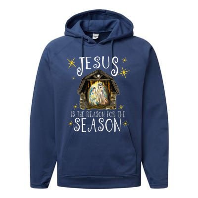 Christmas Nativity Jesus Is The Reason For The Season Manger Performance Fleece Hoodie