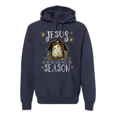 Christmas Nativity Jesus Is The Reason For The Season Manger Premium Hoodie