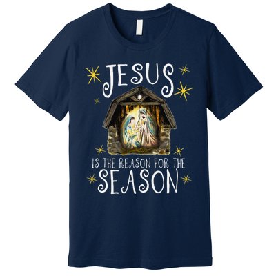 Christmas Nativity Jesus Is The Reason For The Season Manger Premium T-Shirt