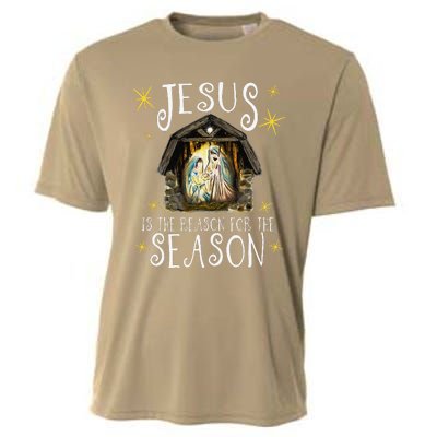 Christmas Nativity Jesus Is The Reason For The Season Manger Cooling Performance Crew T-Shirt