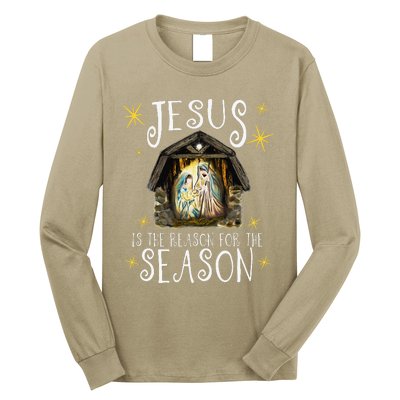 Christmas Nativity Jesus Is The Reason For The Season Manger Long Sleeve Shirt