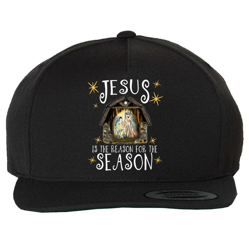 Christmas Nativity Jesus Is The Reason For The Season Ger Gift Wool Snapback Cap