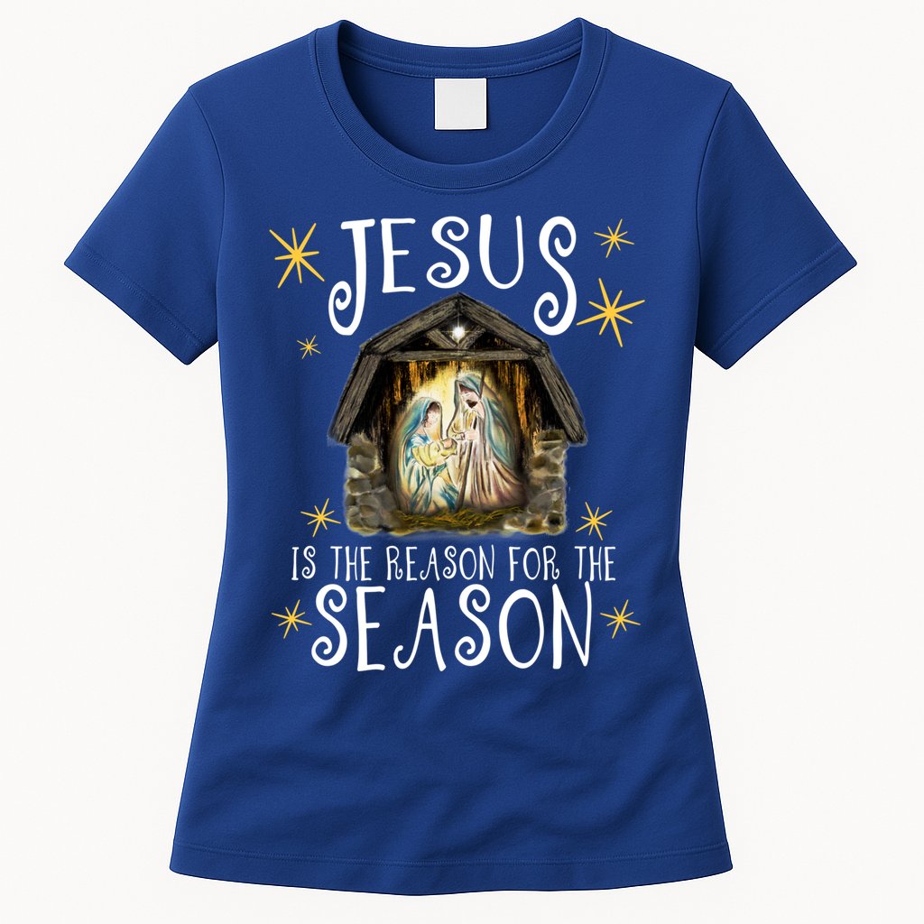 Christmas Nativity Jesus Is The Reason For The Season Ger Gift Womens T-Shirt
