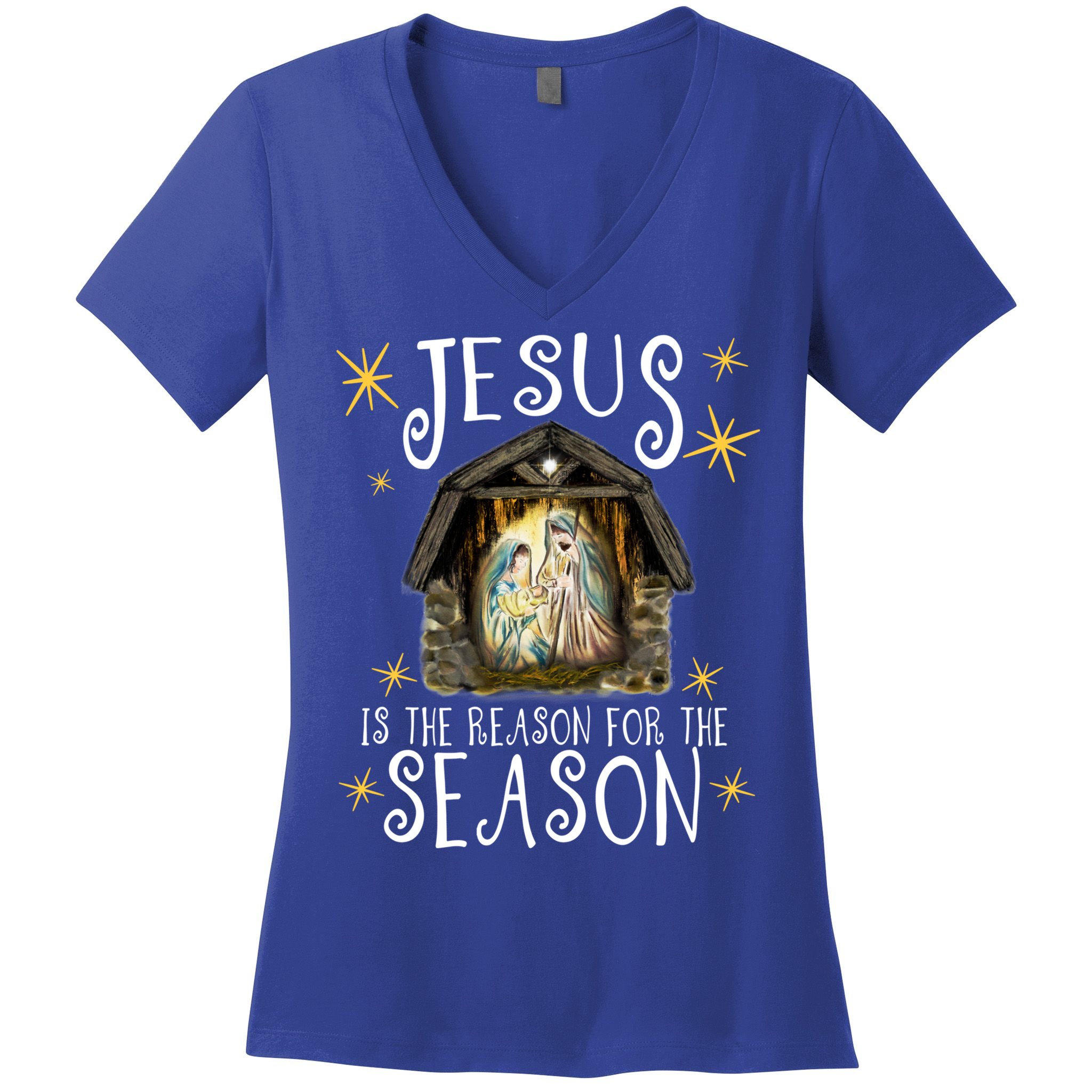 Christmas Nativity Jesus Is The Reason For The Season Ger Gift Women's V-Neck T-Shirt