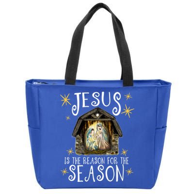 Christmas Nativity Jesus Is The Reason For The Season Ger Gift Zip Tote Bag