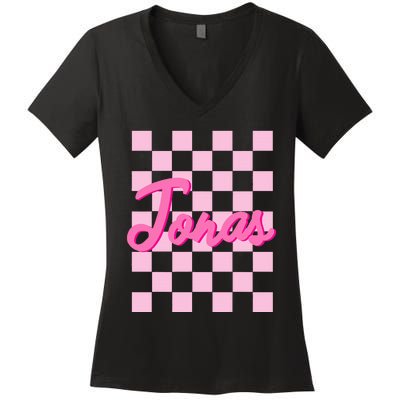 Custom Name Jonas Heart Design Women's V-Neck T-Shirt