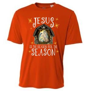 Christmas Nativity Jesus Is The Reason For The Season Ger Gift Cooling Performance Crew T-Shirt