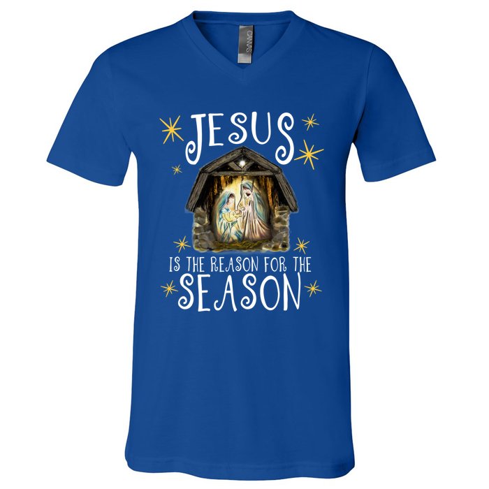 Christmas Nativity Jesus Is The Reason For The Season Ger Gift V-Neck T-Shirt