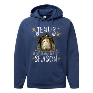 Christmas Nativity Jesus Is The Reason For The Season Ger Gift Performance Fleece Hoodie