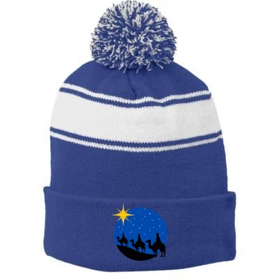 Christmas Nativity Jesus Birth The Three Wise Gift Stripe Pom Pom Beanie