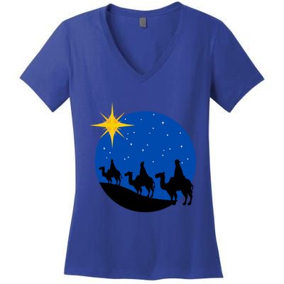 Christmas Nativity Jesus Birth The Three Wise Gift Women's V-Neck T-Shirt