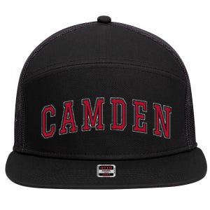 Camden New Jersey Souvenir Sport College Style Text 7 Panel Mesh Trucker Snapback Hat