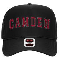 Camden New Jersey Souvenir Sport College Style Text High Crown Mesh Back Trucker Hat