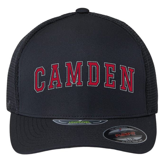 Camden New Jersey Souvenir Sport College Style Text Flexfit Unipanel Trucker Cap