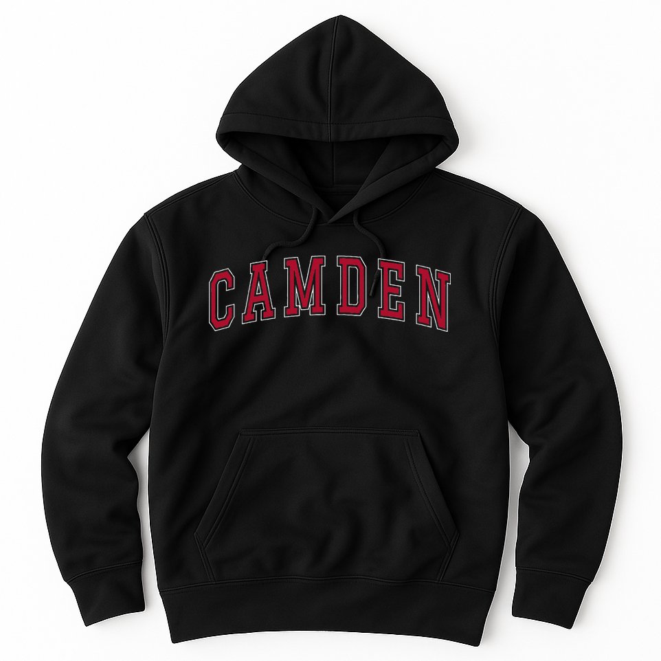 Camden New Jersey Souvenir Sport College Style Text Hoodie