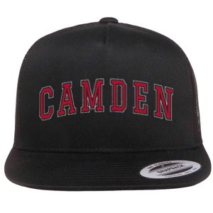 Camden New Jersey Souvenir Sport College Style Text Flat Bill Trucker Hat