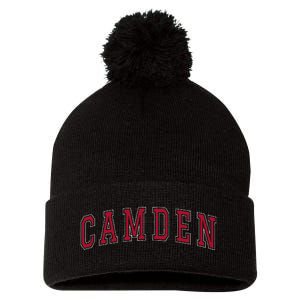 Camden New Jersey Souvenir Sport College Style Text Pom Pom 12in Knit Beanie