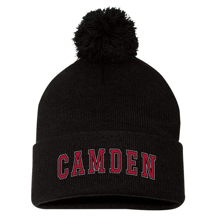 Camden New Jersey Souvenir Sport College Style Text Pom Pom 12in Knit Beanie