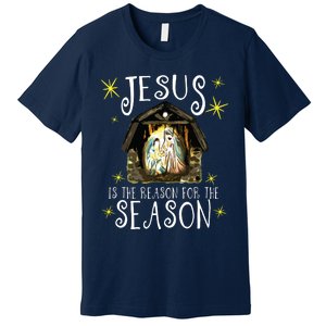 Christmas Nativity Jesus Is The Reason For The Season Manger Premium T-Shirt