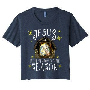 Christmas Nativity Jesus Is The Reason For The Season Manger Women's Crop Top Tee