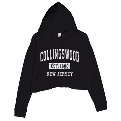 Collingswood New Jersey Nj Vintage Sports Crop Fleece Hoodie