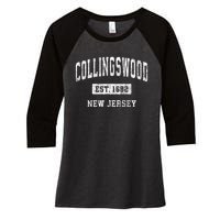 Collingswood New Jersey Nj Vintage Sports Women's Tri-Blend 3/4-Sleeve Raglan Shirt