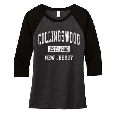 Collingswood New Jersey Nj Vintage Sports Women's Tri-Blend 3/4-Sleeve Raglan Shirt