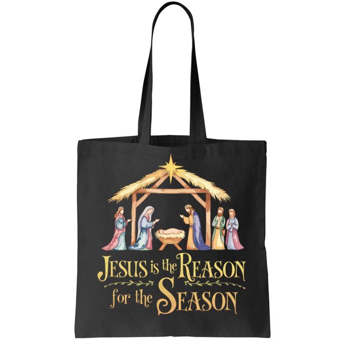 Christmas Nativity Jesus Is The Reason For The Season Manger Tote Bag