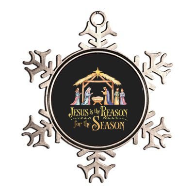 Christmas Nativity Jesus Is The Reason For The Season Manger Metallic Star Ornament