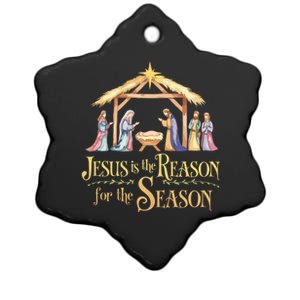 Christmas Nativity Jesus Is The Reason For The Season Manger Ceramic Star Ornament