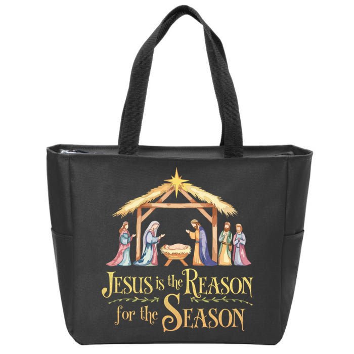 Christmas Nativity Jesus Is The Reason For The Season Manger Zip Tote Bag