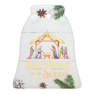 Christmas Nativity Jesus Is The Reason For The Season Manger Ceramic Bell Ornament