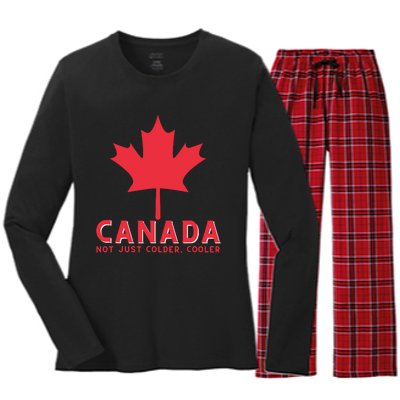 Canada Not Just Colder Cooler Canadian Maple Leaf Canada Women's Long Sleeve Flannel Pajama Set 