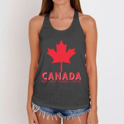 Canada Not Just Colder Cooler Canadian Maple Leaf Canada Women's Knotted Racerback Tank