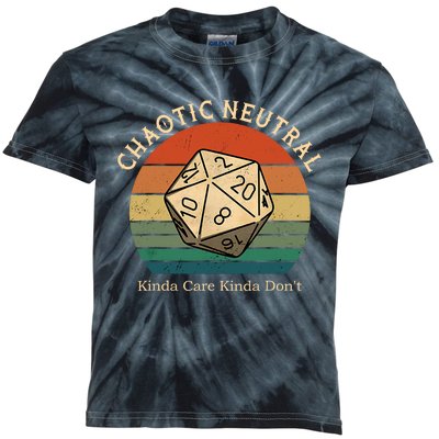 Chaotic Neutral Kinda Care Kinda Dont Vintage Kids Tie-Dye T-Shirt