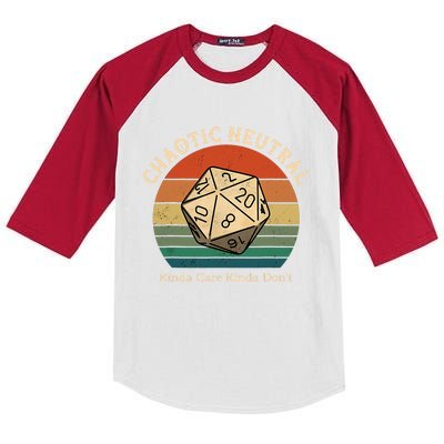 Chaotic Neutral Kinda Care Kinda Dont Vintage Kids Colorblock Raglan Jersey