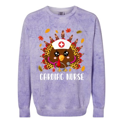 Cardiac Nurse Leopard Turkey Leopard Nursing Thanksgiving Gift Colorblast Crewneck Sweatshirt