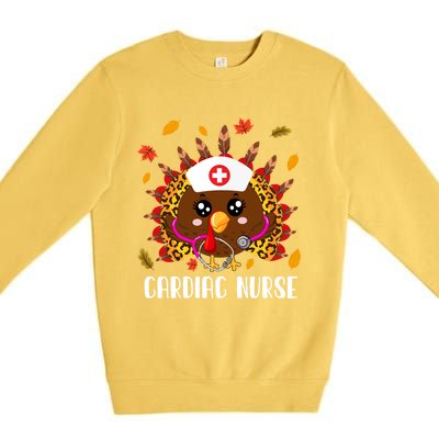 Cardiac Nurse Leopard Turkey Leopard Nursing Thanksgiving Gift Premium Crewneck Sweatshirt